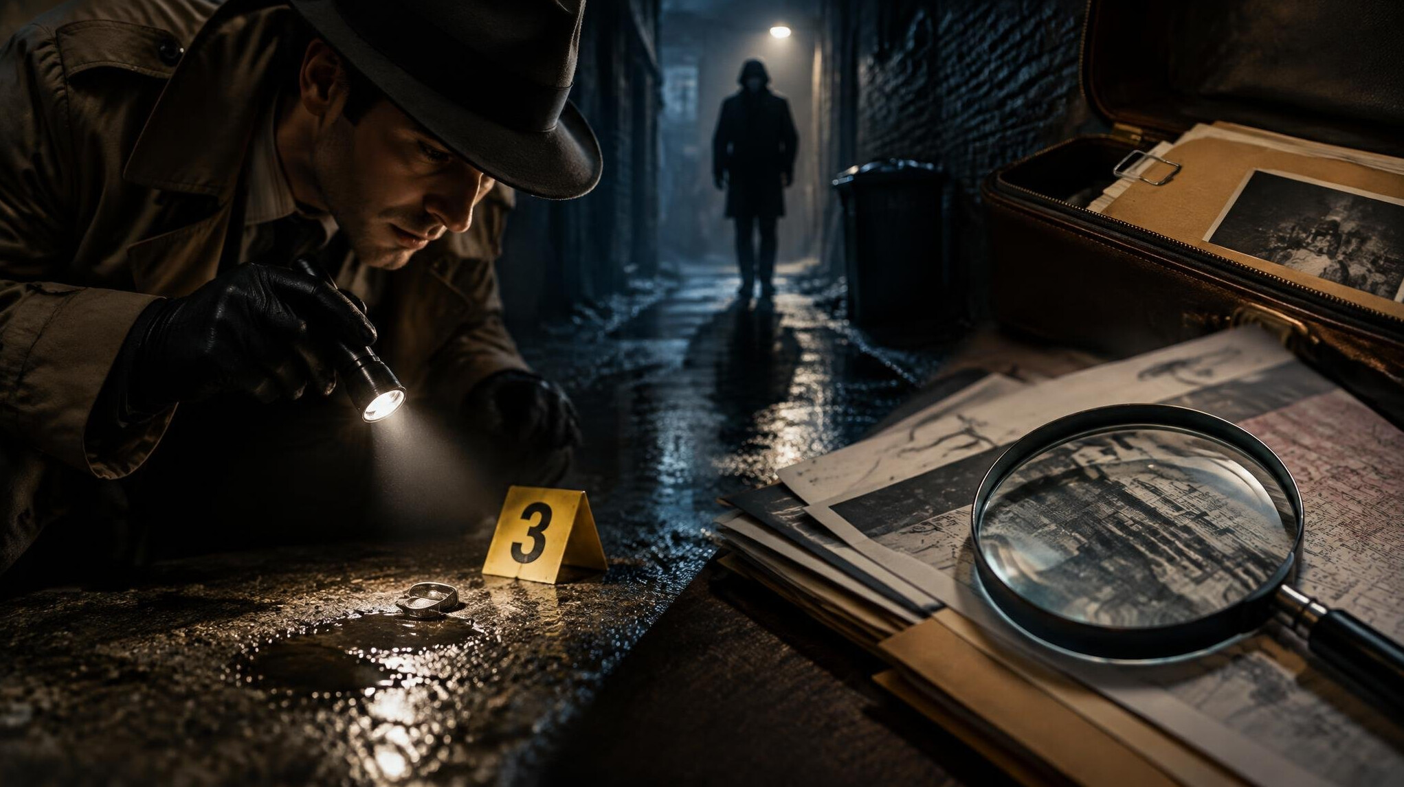 detective examining evidence