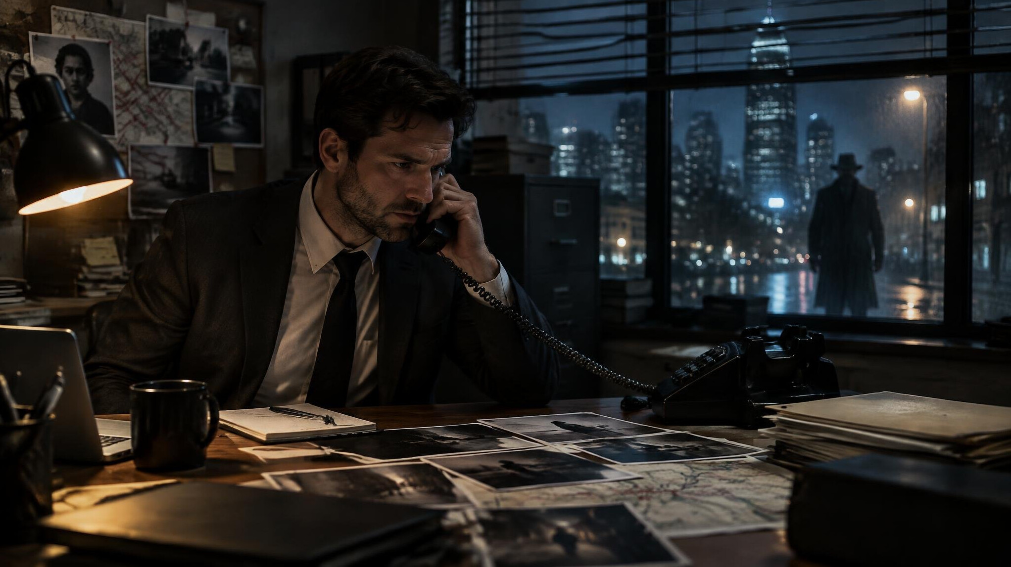 private investigator on phone