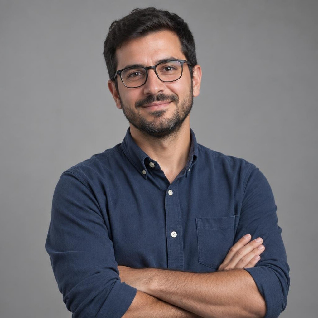 Portrait of a Portuguese man data journalist in his thirties