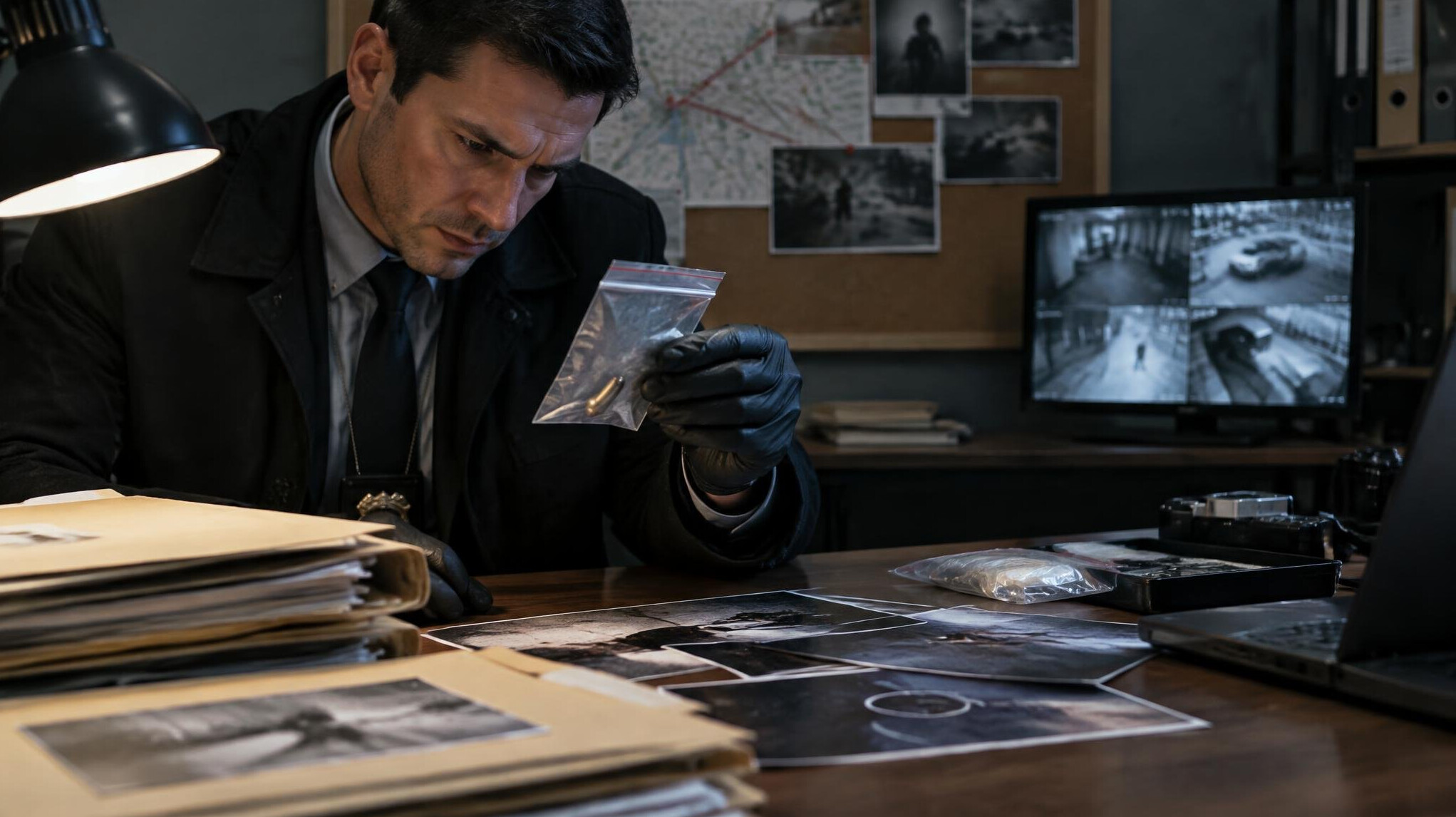 detective examining evidence