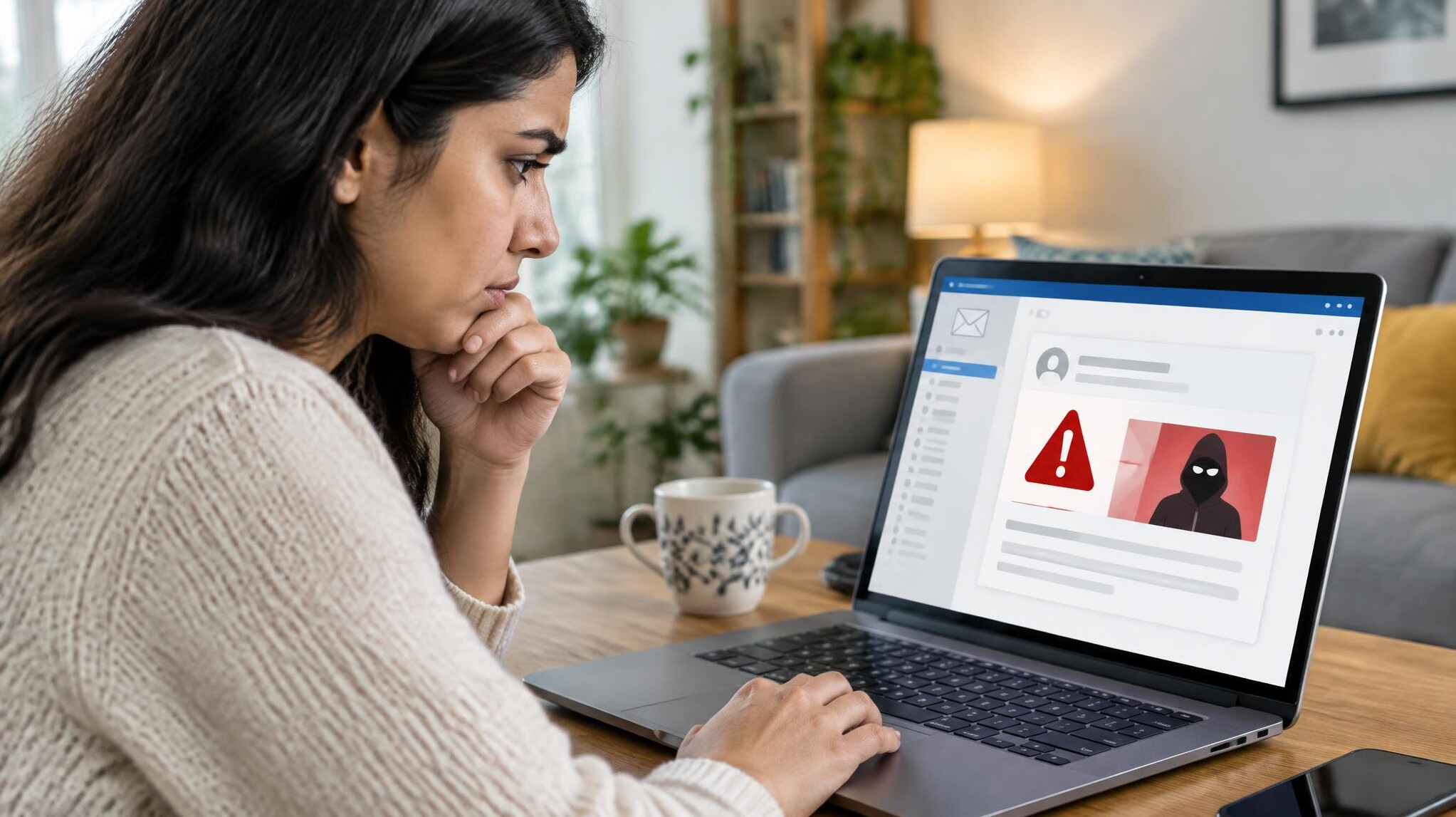 woman on laptop at home