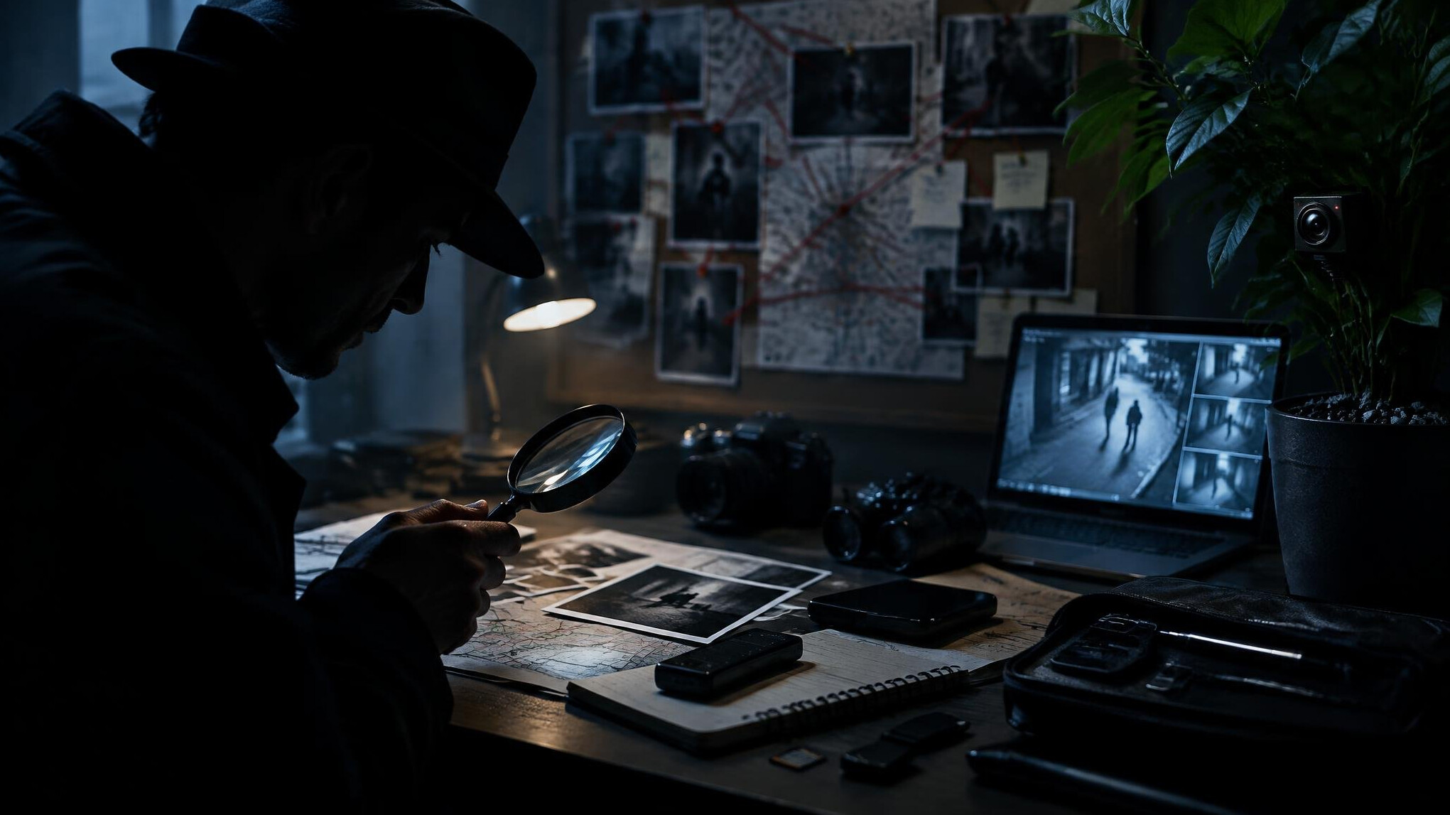 private investigator in shadow