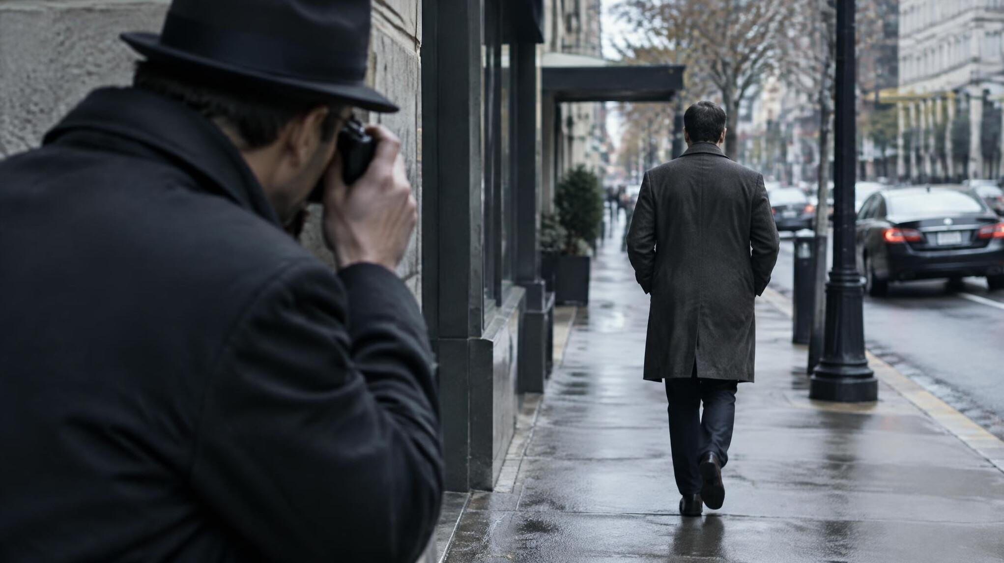 private investigator tailing suspect