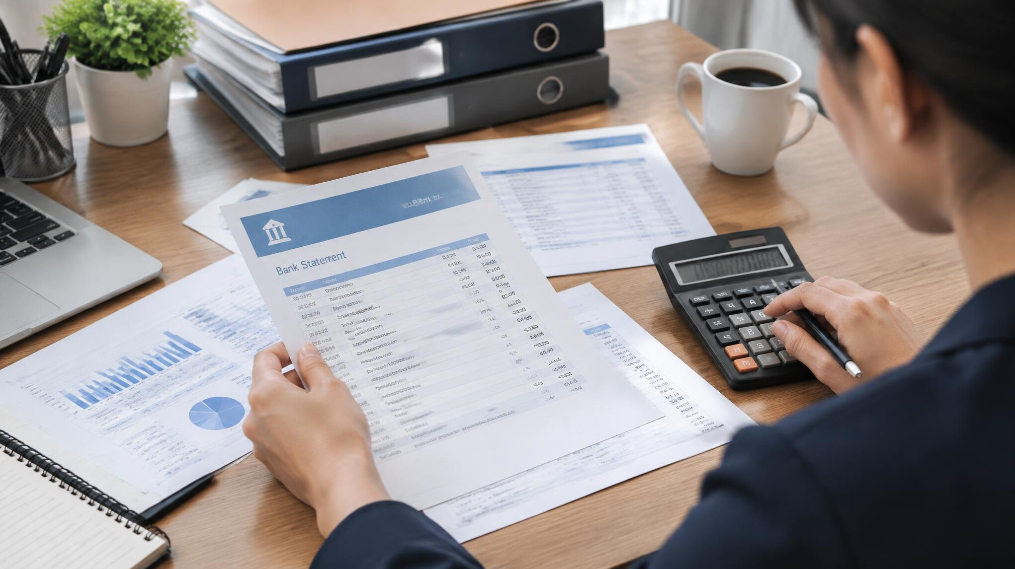 financial documents spread out